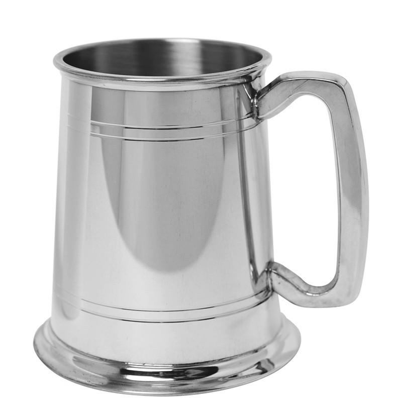 Potomac Boat Club | Pewter Tankard | 5" Tall | One Pint Beer Mug | Straight Handle | Double Line | Pewter Beer Stein | Solid Pewter | Made in UK-Sterling-and-Burke