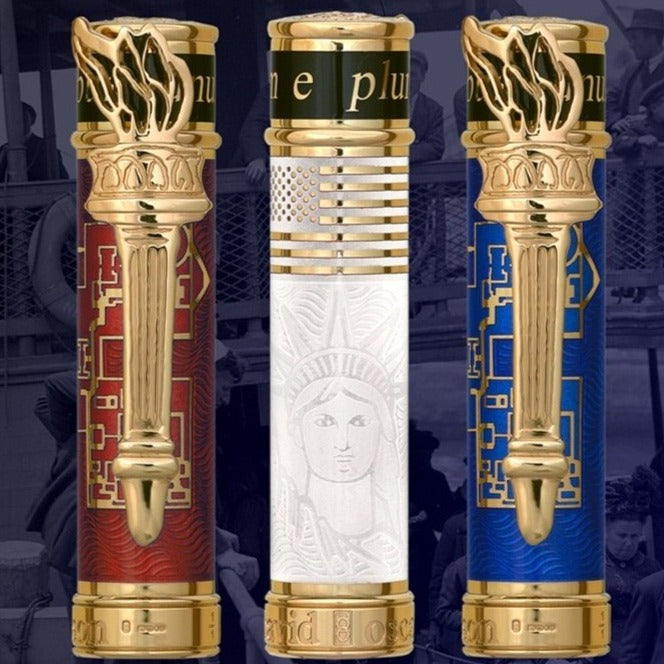 Bespoke Luxury Pens ~ Ellis Island Fountain Pen ~ Gold and Multi Colour Enamel ~ Custom Writing Instruments ~ Hand Manufactured in England by David Oscarson