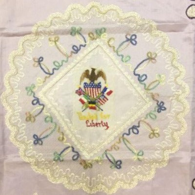 United for Liberty | Vintage American Eagle and Flag Handkerchief | Patriotic Textile | 20.5" x 17.5" unframed