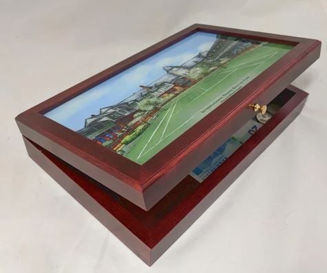 Eglomise Designs Custom Desk Boxes | Solid Cherry and Solid Brass | Large: 13 3⁄8” x 8 3⁄8” x 2 1⁄2”