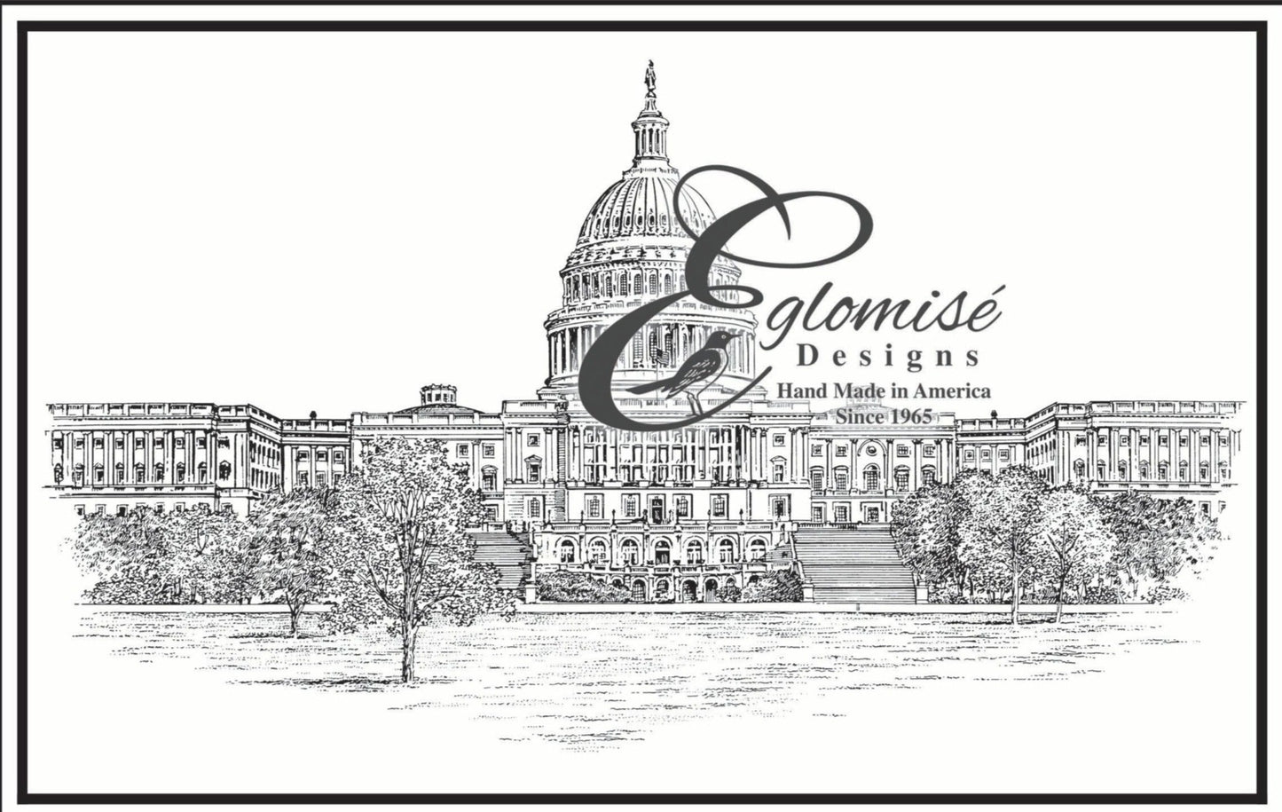 Custom Desk Box Gift | US Capitol Building | White House | DC City Scape | 8.5 by 7 by 2.75 inches | Black Stain with Pen & Ink Drawing & Personalization