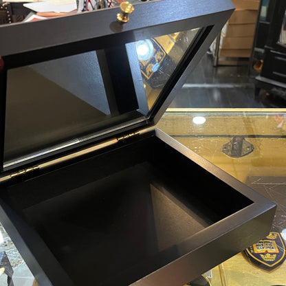 Custom Desk Box Gift | US Capitol Building | White House | DC City Scape | 8.5 by 7 by 2.75 inches | Black Stain with Pen & Ink Drawing & Personalization
