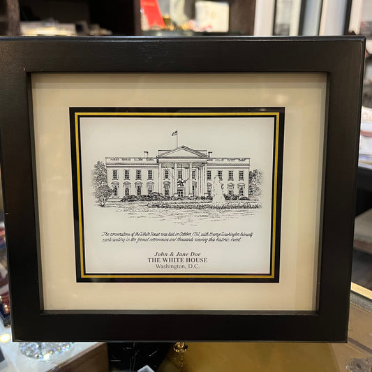 Custom Desk Box Gift | US Capitol Building | White House | DC City Scape | 8.5 by 7 by 2.75 inches | Black Stain with Pen & Ink Drawing & Personalization