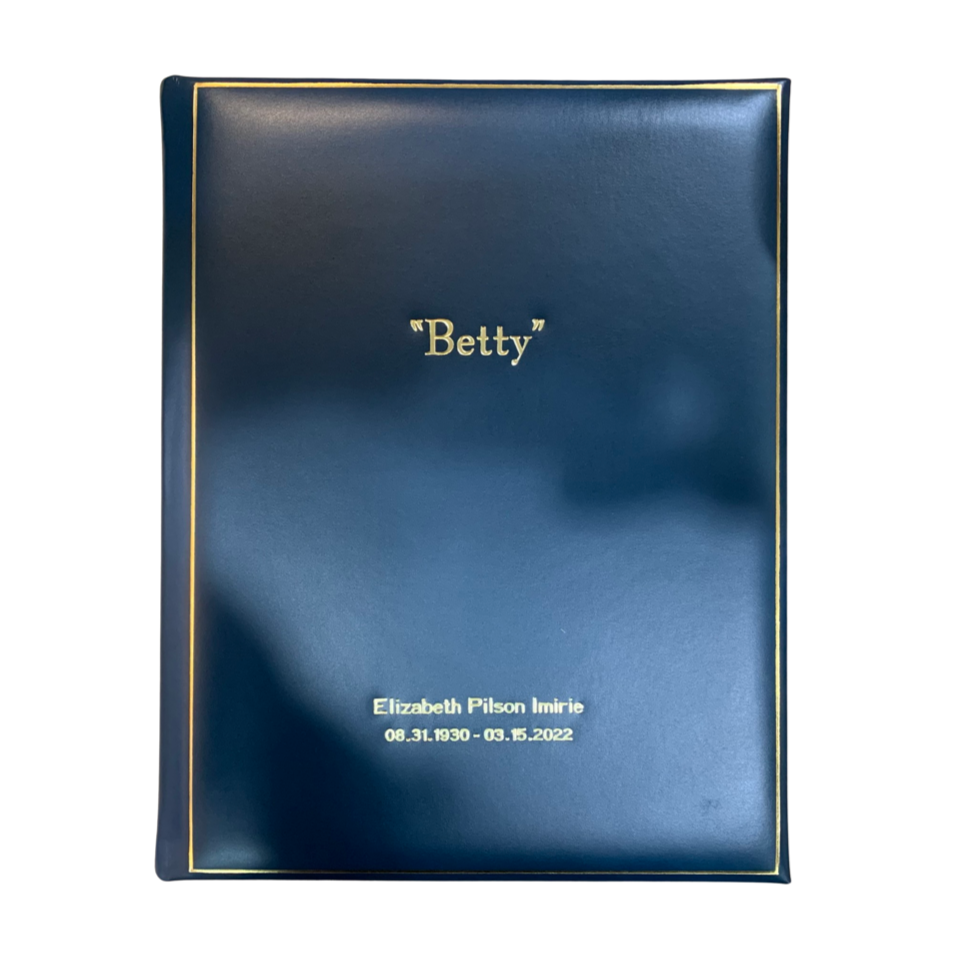 Memories Guest Book | Elizabeth P. Imirie | 10 by 8 inches | 3 Lines of Gold Text on Polished Calf | Ruled Pages | Charing Cross