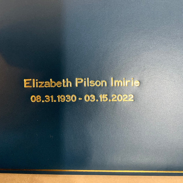 Memories Guest Book | Elizabeth P. Imirie | 10 by 8 inches | 3 Lines of Gold Text on Polished Calf | Ruled Pages | Charing Cross