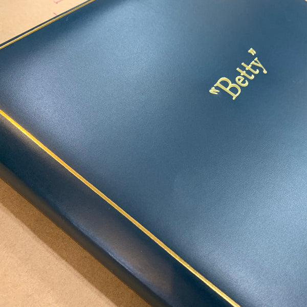 Memories Guest Book | Elizabeth P. Imirie | 10 by 8 inches | 3 Lines of Gold Text on Polished Calf | Ruled Pages | Charing Cross