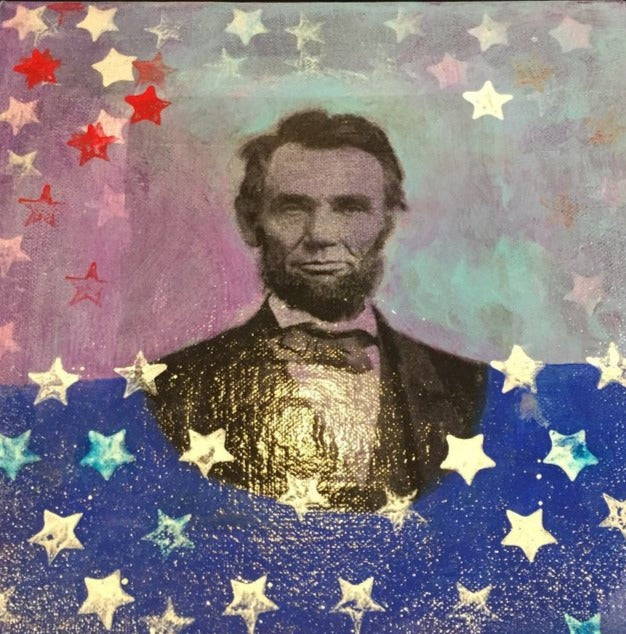 Art | A. Lincoln 2 | Mixed Media Acrylic on Gallery Canvas | 10" x 10"
