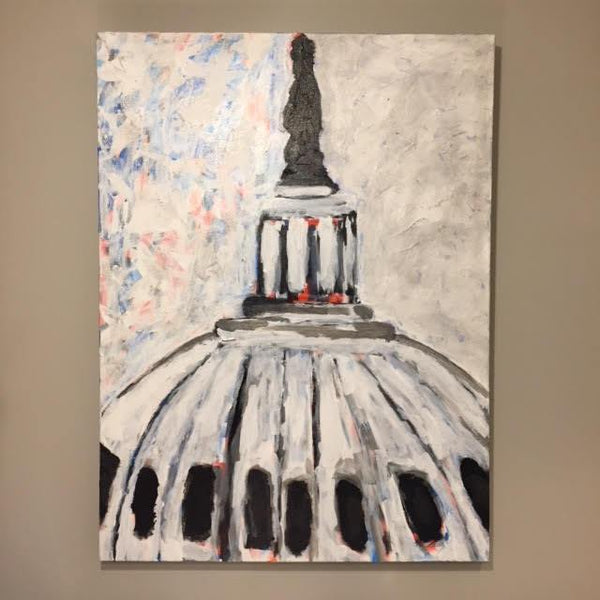 Art | Capitol Dome | Acrylic on Canvas by Fabiano Amin | 40" x 30"-Acrylic Painting-Sterling-and-Burke