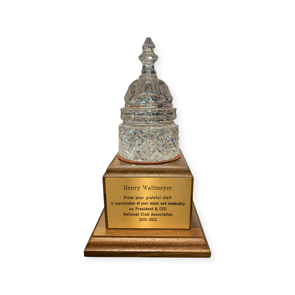 HR Policy Association | PROOF | Capitol Dome Award with Engraved Plate on Natural Walnut Base