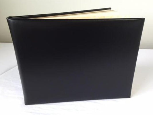 Funeral Guest Book | Black Calf Leather Condolence Book | Funeral Registry | Sympathy Book | Made in England | Charing Cross-Guest Book-Sterling-and-Burke