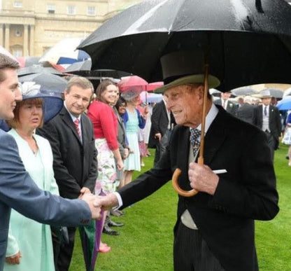 The Philip Garden Umbrella | A Gents Royal Umbrella | Malacca Handle Umbrella | Royal Garden Party Umbrella With Option of Gold Collar | Black Canopy | Made in England | Sterling and Burke-Gent's Umbrella-Sterling-and-Burke