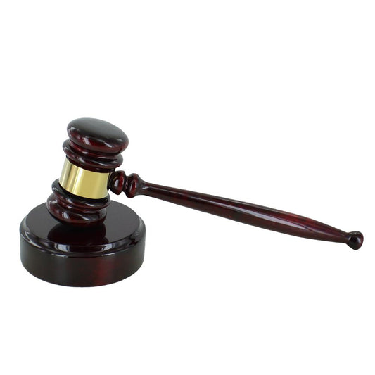 Gavel and Block | Rosewood Gavel and Wood Block | Polished Finish | Custom Engraved Gavel and Block Award | Sterling and Burke-Award-Sterling-and-Burke