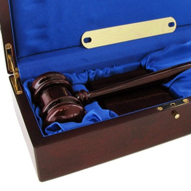 Gavel in Luxury Wood Box | Gavel and Block with Engraving | Custom Engraved Gavel and Block Award