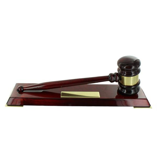 Gavel Award on Luxury Wood Base | Gavel with Engraving | Custom Engraved Award-Award-Sterling-and-Burke