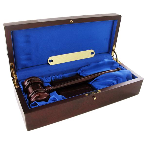 Gavel in Luxury Wood Box | Gavel and Block with Engraving | Custom Engraved Gavel and Block Award | Sterling and Burke-Award-Sterling-and-Burke