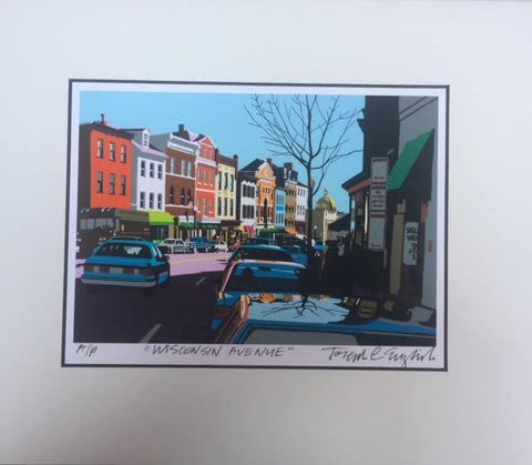Georgetown Univ Art | Georgetown University | Wisconsin Avenue | Georgetown, Washington, DC | Artist Joseph Craig English | 11 by 14 Inches-Giclee Print-Sterling-and-Burke