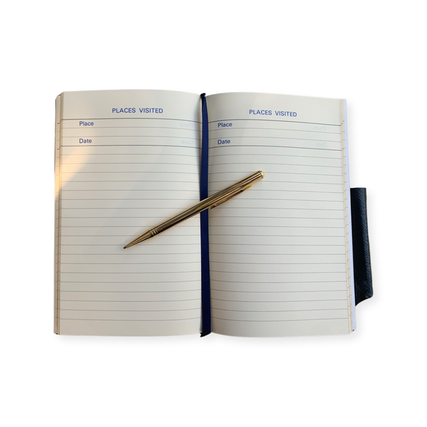 Travel Log | Travel Journal | 6 by 4 Inches | Crossgrain Leather Travel Log with Gold Pencil | Padded Cover