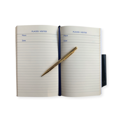 Travel Log | Travel Journal | 6 by 4 Inches | Crossgrain Leather Travel Log with Gold Pencil | Padded Cover