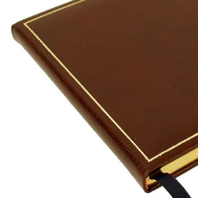 Leather Notebook, Guest Book, Journal | 10 by 8 inches | Vertical | Padded Cover | Buffalo Embossed Calf | Blank Pages | Charing Cross
