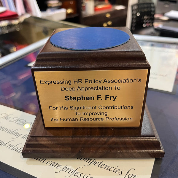 HR Policy Association | PROOF | Capitol Dome Award with Engraved Plate on Natural Walnut Base