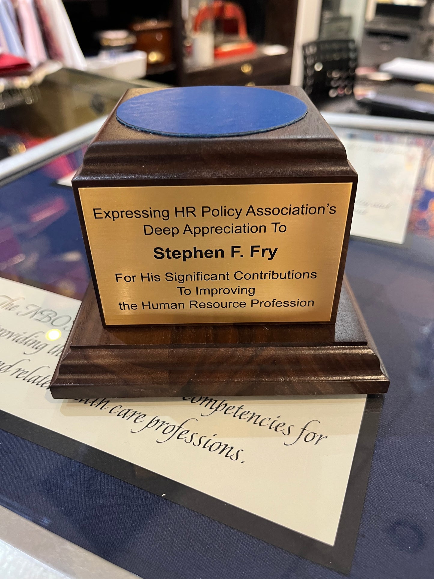 HR Policy Association | 2023 PROOF | Capitol Dome Award with Engraved Plate on Natural Walnut Base