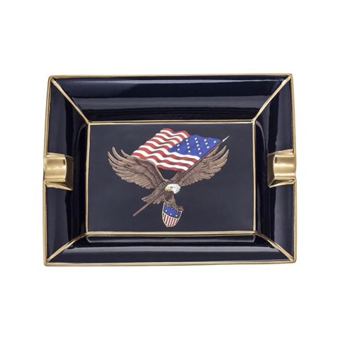 Halcyon Days Patriotic | US Flag Stars and Stripes Ashtray | American Flag Cigar Ashtray