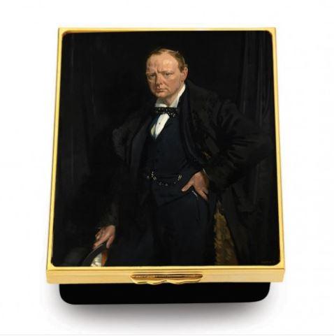 Halcyon Days Winston Churchill by Sir William Newenham Montague Orpen Enamel Box-Prestige Box-Sterling-and-Burke