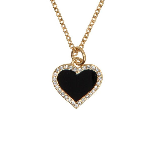 Halcyon Days Heart Sparkle Pendant Necklace in Black and Gold-Jewelry-Sterling-and-Burke