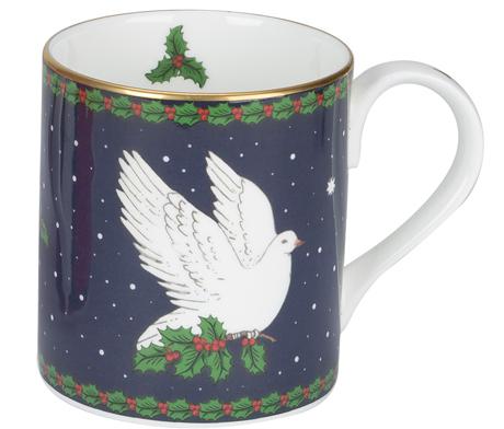 Halcyon Days Dove of Peace Mug in Blue-Bone China-Sterling-and-Burke