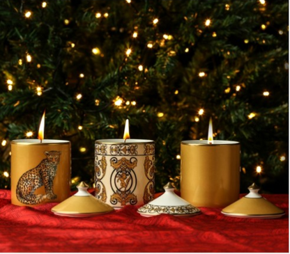 Halcyon Days | Gold Candle with Lid | GOLD STAR GIFT No.4:  Fine Bone China "Mother Vine" Candle with Lid