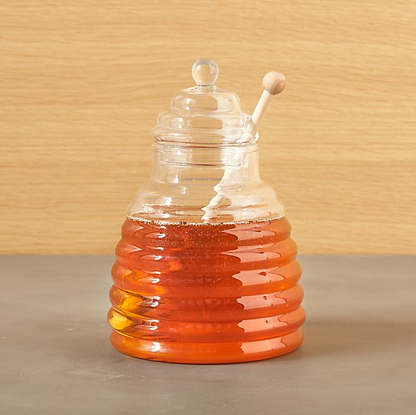 GOLD STAR GIFT No.3A: Glass Honey Pot, Dipper and Jar of Honey