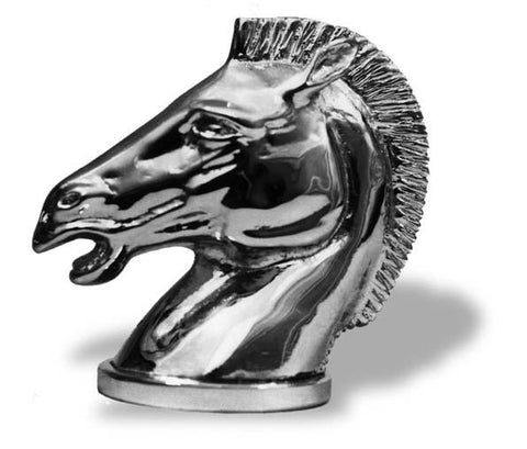 Hood Ornament | Classical Horse Head | Mascot / Hood Ornament | 3 1/2 by 3 3/4 Inches | Made in England-Hood Ornament-Sterling-and-Burke