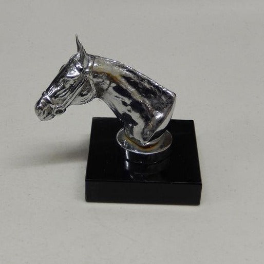 Hood Ornament | Thoroughbred Horse Head | Mascot / Hood Ornament | 2 1/2 by 4 Inches | Made in England