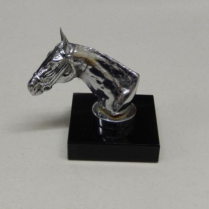 Hood Ornament | Thoroughbred Horse Head | Mascot / Hood Ornament | 2 1/2 by 4 Inches | Made in England