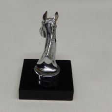 Hood Ornament | Thoroughbred Horse Head | Mascot / Hood Ornament | 2 1/2 by 4 Inches | Made in England