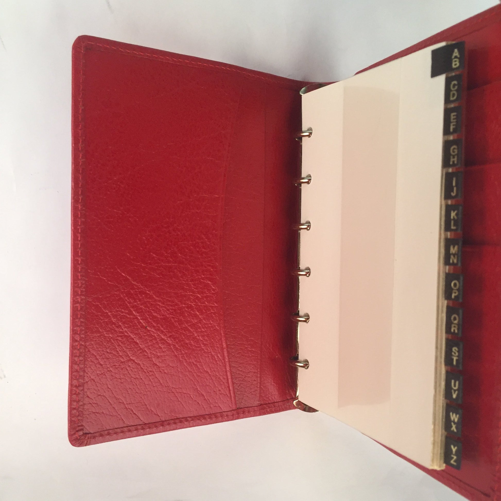 3 Ring Binder Address Book | Calf Leather | 6 by 3 Inches | Scarlet, Black, Brown, and Navy | Made in England | Charing Cross-Address Book-Sterling-and-Burke