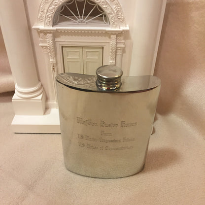 Potomac Boat Club | Pewter Flask | 6 Oz | Curved Flask | Hip Flask | Flat Top | Solid Pewter Hip Flask | Engraves Beautifully | Made in England-Flask-Sterling-and-Burke