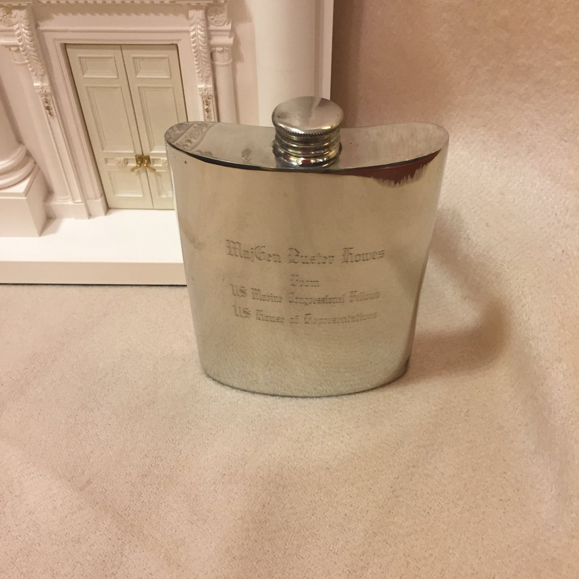 Pewter Flask | 8 Oz | Curved Flask | Flat Top | Solid Pewter Hip Flask | Engraves Beautifully | Made in England-Flask-Sterling-and-Burke