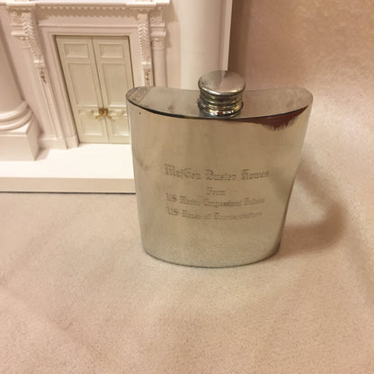 Pewter Flask | 6 Oz | Curved Flask | Hip Flask | Flat Top | Solid Pewter Hip Flask | Engraves Beautifully | Made in England-Flask-Sterling-and-Burke