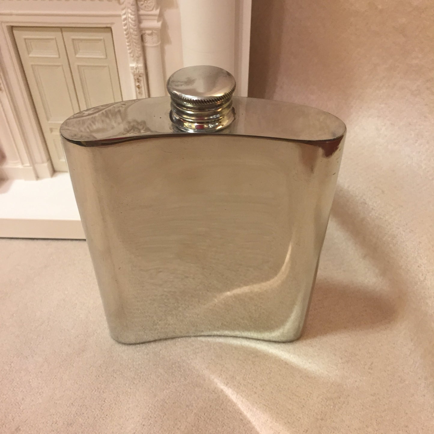 Pewter Flask | 8 Oz | Curved Flask | Flat Top | Solid Pewter Hip Flask | Engraves Beautifully | Made in England-Flask-Sterling-and-Burke
