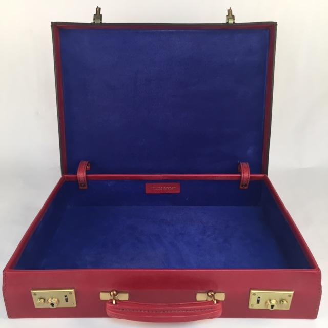 3.5 Inch Lid Over Body Attache Case | Hand Stitched | Red English Bridle Leather | Sterling and Burke-Attache-Sterling-and-Burke