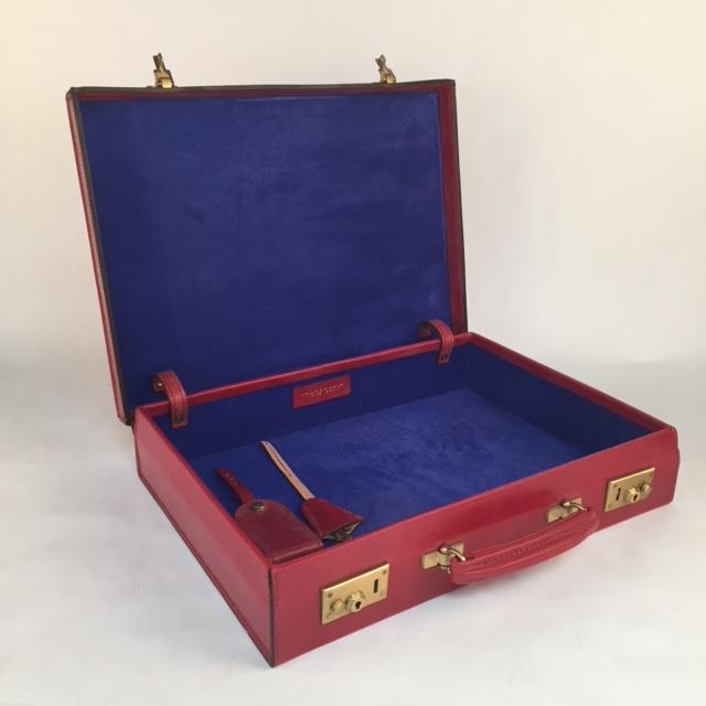 3.5 Inch Lid Over Body Attache Case | Hand Stitched | Red English Bridle Leather | Sterling and Burke-Attache-Sterling-and-Burke