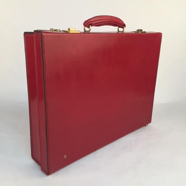 3.5 Inch Lid Over Body Attache Case | Hand Stitched | Red English Bridle Leather | Sterling and Burke-Attache-Sterling-and-Burke