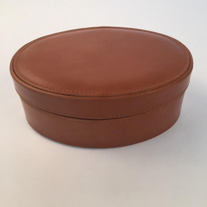 Large Oval Stud Box, Jewel Box, Watch Box | Finest Quality | Classic Bridle Hide Leather | Hand Made in England-Stud Box-Sterling-and-Burke