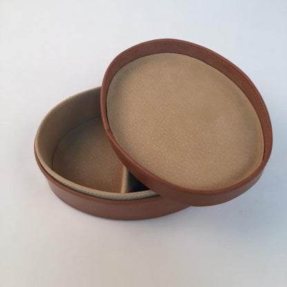 Large Oval Stud Box, Jewel Box, Watch Box | Finest Quality | Classic Bridle Hide Leather | Hand Made in England-Stud Box-Sterling-and-Burke