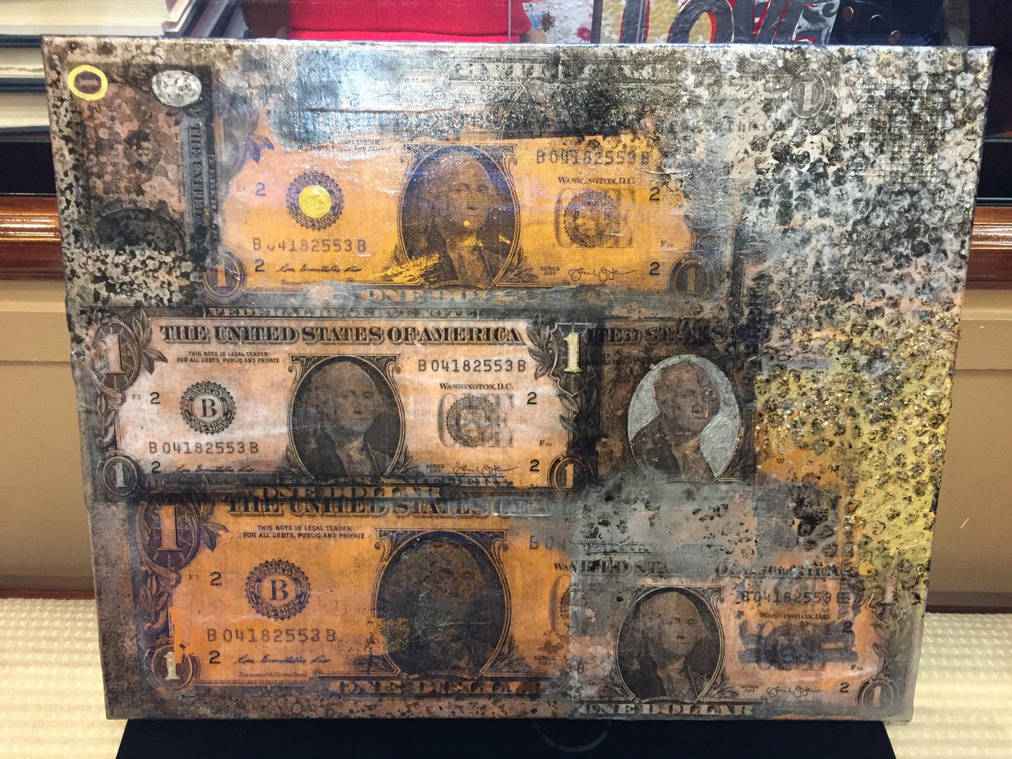 Art | One Dollar 16 | Mixed Media on Gallery Canvas by Fabiano Amin | 16" x 20"-Mixed Media-Sterling-and-Burke