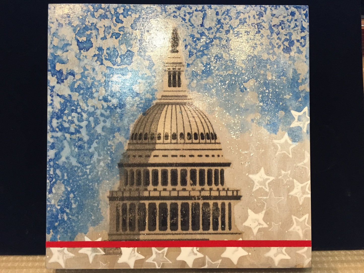 Art | Capitol DC 2016 | Mixed Media on Wood by Fabiano Amin | 12" x 12"-Mixed Media-Sterling-and-Burke