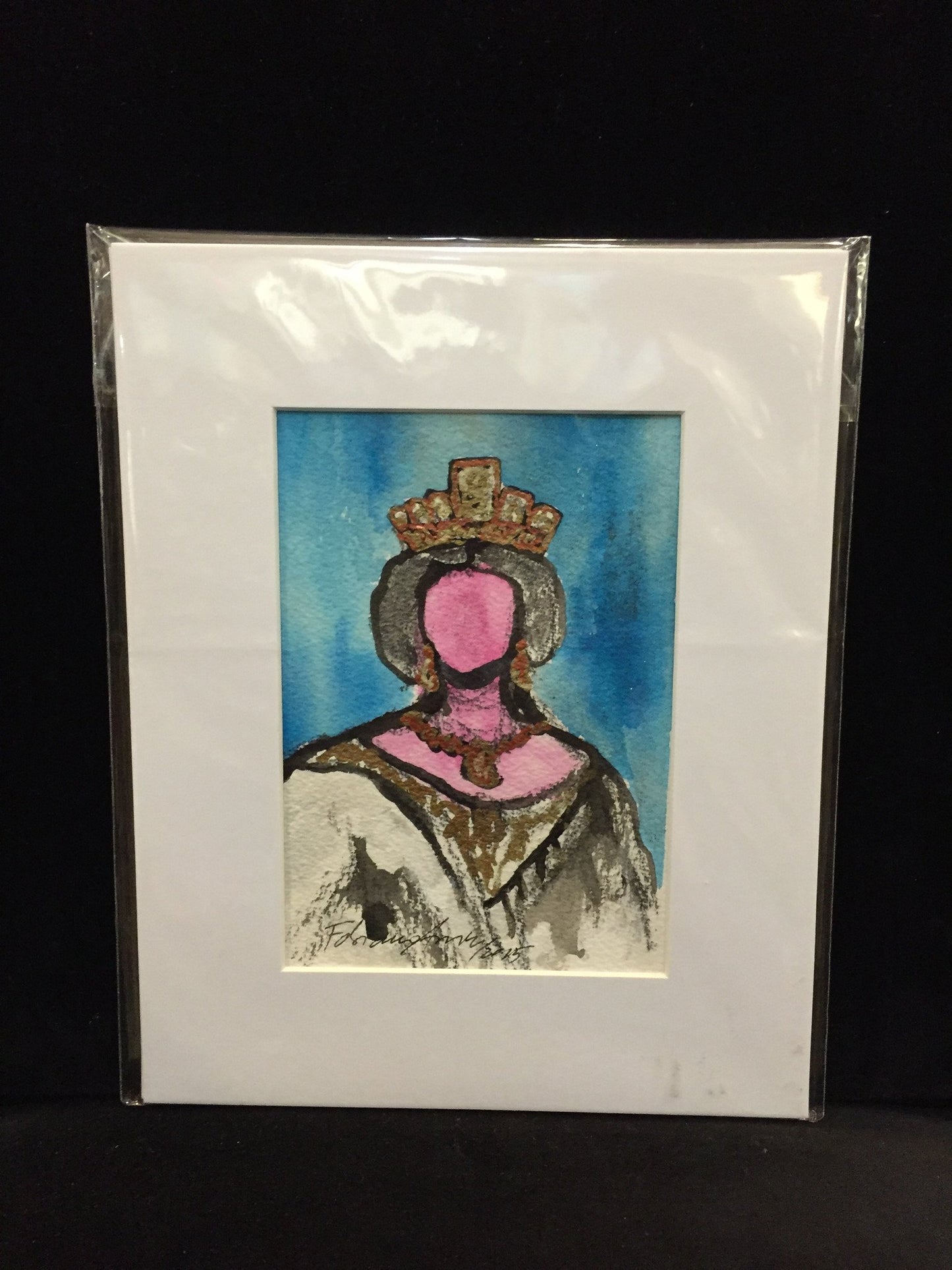 Art | Monday Queen | Mixed Media on Paper by Fabiano Amin | 7" x 5"-Acrylic Painting-Sterling-and-Burke