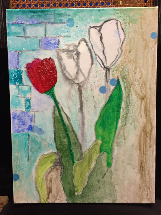 Art | Tulip | Original Acrylic on Canvas | 12" x 16"-Acrylic Painting-Sterling-and-Burke