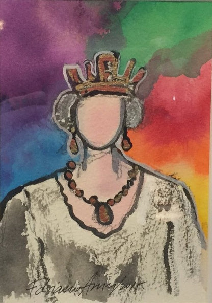 Art | Friday Queen by Fabiano Amin | 7" x 5"-Acrylic Painting-Sterling-and-Burke
